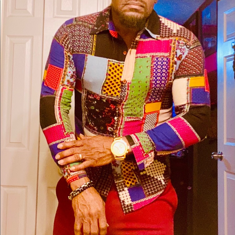 Men Patchwork Shirt. - image 4